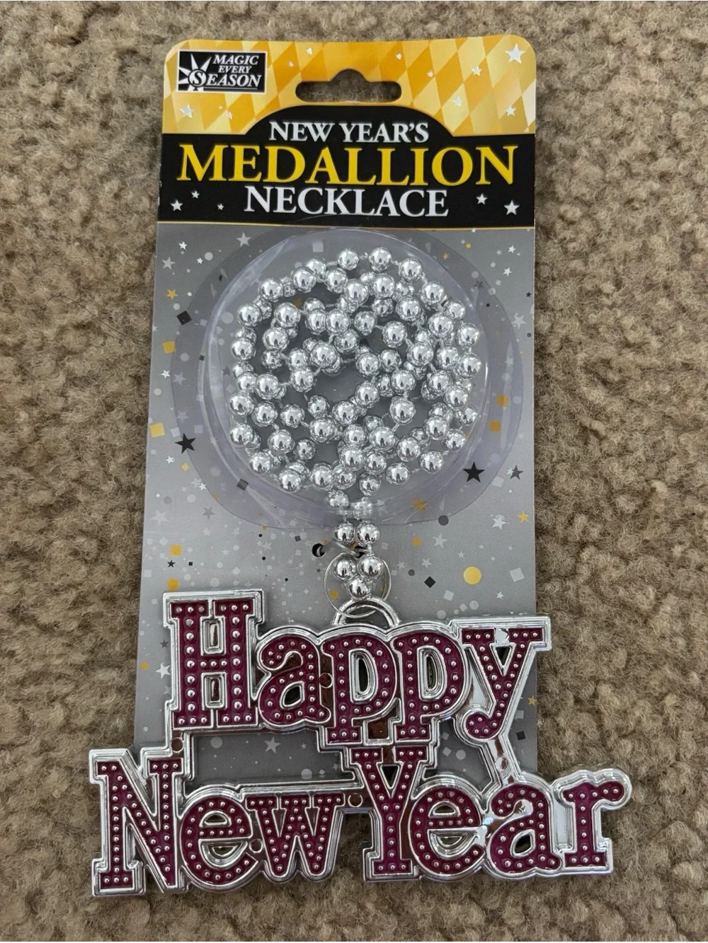 Happy New Year Medallion Necklace Party Favor New